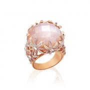 Кольцо с натуральным розовым кварцем "Подарок любви"(17)
